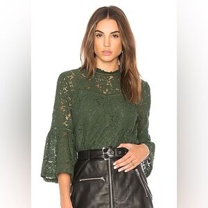 Jack by BB Dakota Miley Green Lace Bell Sleeve Top XS
